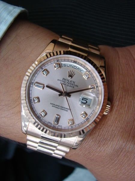 高雄流當手錶拍賣 原裝 ROLEX 勞力士 118235 18K 玫瑰金 十鑽面盤 男錶 9成5新 ZR084