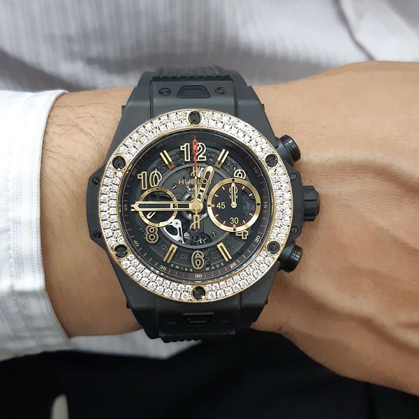 流當品拍賣 原裝 HUBLOT 宇舶 BIG BANG 鑽圈 48mm 自動 男錶 9成5新 盒單 ZR423